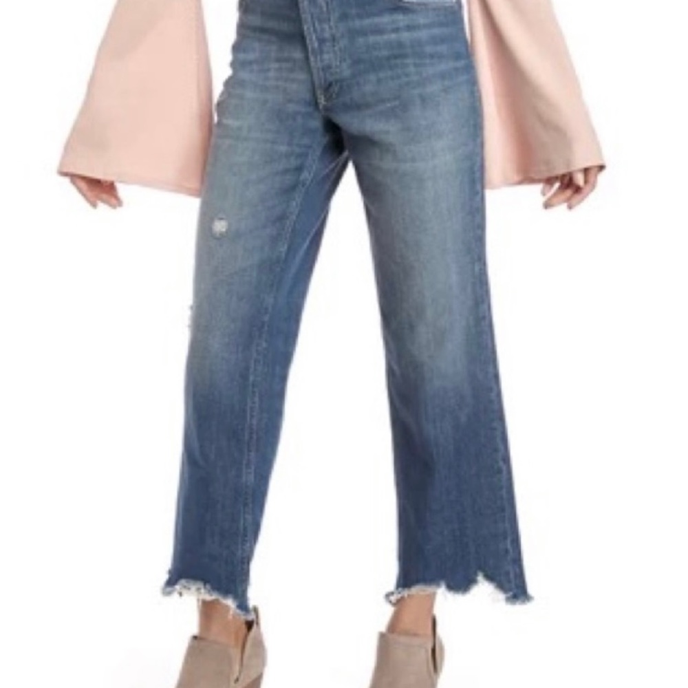 Free People Maggie Mid Rise Straight Sequoia Blue Jeans